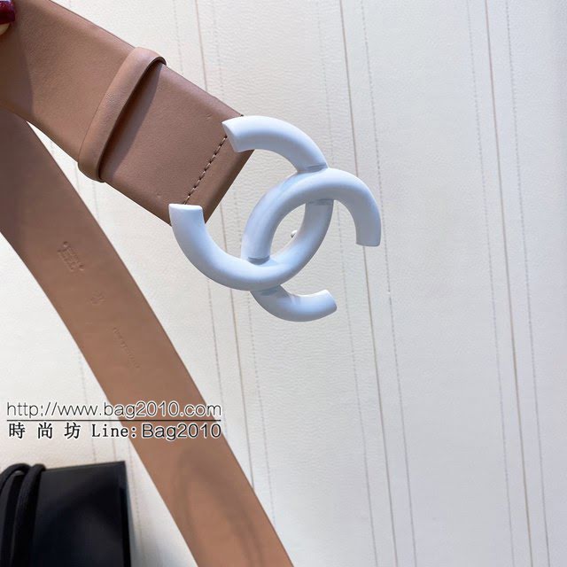 Chanel女士皮帶 香奈兒cc烤漆logo扣雙面可用小牛皮腰帶  jjp1148